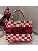Dior Dioramour Book Tote Large Bag in Red Dotted Canvas 2020
