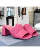 Prada Quilted Lambskin Heel Slide Sandals 7cm Pink 2021