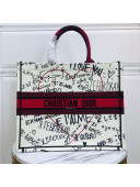 Dior Dioramour Book Tote Large Bag in I love You Canvas Red/White 2020