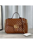 Gucci GG Marmont Diagonal Leather Small Top Handle Bag498110 Brown 2021