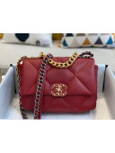 Chanel 19 Goatskin Small Flap Bag AS1160 Red 2021 TOP