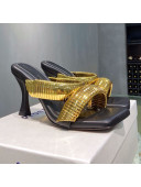 Proenza Schouler Metallic Gold Strap Sandals 9cm Black Leather 2021