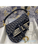 Dior Saddle Bag in Blue Oblique Embroidered Velvet 2020