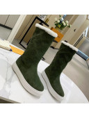 Louis Vuitton Breezy Flat Mid-High Boots in Green Monogram Suede 2020 