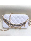 Chanel Quilted Smooth Leather Chain Tassel Clutch with Chain A86032 White 2019