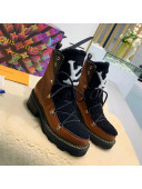 Louis Vuitton LV Beaubourg Short Boots in Leather and Shearling Wool 1A8CUQ Brown 2020