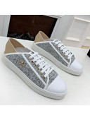 Chanel Tweed Lace up Sneakers Gray 2021
