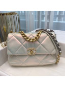 Chanel 19 Iridescent Calfskin Large Flap Bag AS1161 White 2021 TOP