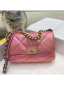 Chanel 19 Iridescent Calfskin Flap Bag AS1160 Pink 2021 TOP