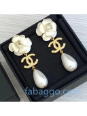 Chanel White Camellia Earrings AB4475 2020