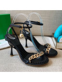 Bottega Veneta Dot Leather Chain Sandals 9cm Black 2021