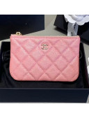 Chanel Iridescent Quilted Grained Leather Classic Small Pouch A82365 Pink 2019