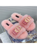 Dior CD Bow Wool Flat Slide Sandals Pink 2020