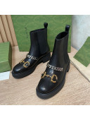 Gucci Leather Chelsea Boots with Chain Black 2021