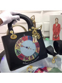 Dior Lady Dior Bag in Calfskin with Wheel of Fortune Print Black 2018