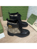 Gucci GG and Leather Ankle boot with Double G Black/Grey 2021