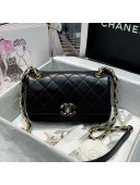 Chanel Quilted Lambskin Entwined Chain Medium Flap Bag AS2318 Black 2021