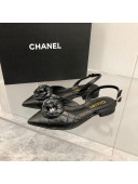 Chanel Quilted Lambskin Open Shoe/Slingback Pumps 2cm G38362 Black 2021 