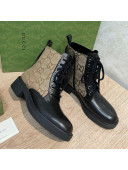 Gucci GG and Leather Lace-up Ankle boot Black 2021