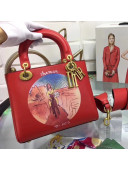 Dior Lady Dior Bag in Calfskin with Shaman Print Red 2018