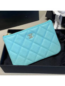 Chanel Quilted Grained Leather Classic Small Slim Pouch A82365 Blue 2019
