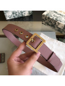Dior Leather Belt 34mm with Frame Buckle Dusty Pink 2020
