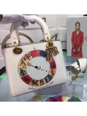 Dior Lady Dior Bag in Calfskin with Wheel of Fortune Print White 2018