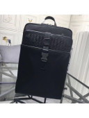 Bottega Veneta Men's Intreccio Leather and Fabric Backpack with Detachable Clutch Black 2019