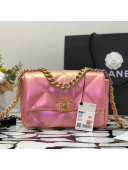 Chanel 19 Iridescent Calfskin Flap Bag AS1160 Pink 2021