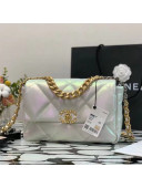 Chanel 19 Iridescent Calfskin Flap Bag AS1160 White 2021