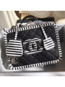 Chanel Striped CC Filigree Medium Vanity Case Bag A93343 Black 2019