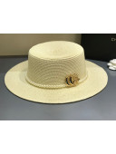 Gucci Straw Wide Brim Hat Cream White G9 2021