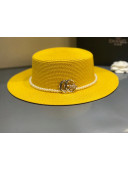 Gucci Straw Wide Brim Hat Yellow G13 2021