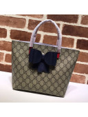 Gucci Children's GG Canvas Tote Bag with Bow 457323 Navy Blue 2021