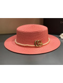 Gucci Straw Wide Brim Hat Light Pink G16 2021
