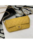 Chanel Quilted Grained Calfskin Glasses Case/Mini Bag with Classic Chain AP2044 Yellow 2021