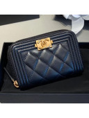 Chanel Quilted Smooth Lambskin Boy Zipped Coin Purse Black/Gold
