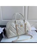 Chanel Quilted Calfskin Bowling Bag AS2223 White 2021