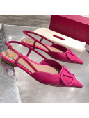 Valentino VLogo One-Tone Patent Leather Slingback Ballet Flat Hot Pink 2021