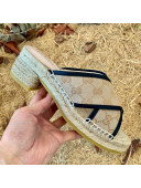 Gucci GG Multicolor Denim Slide Espadrille Sandals 6cm Beige 2021