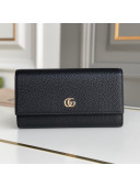 Gucci GG Marmont Textured Leather Continental Wallet 456116 Black 2021
