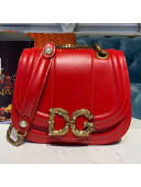 Dolce Gabbana DG Amore Calfskin Saddle Shoulder Bag Red 2019