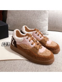 Chanel Shearling Wool Low-top Sneakers Pink/Brown 2020