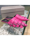 Balenciaga Shiny Lambskin Buckle Strap Flat Mules Pink 2021