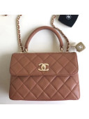 Chanel Quilting Small Trendy CC Flap Bag With Top Handle A92236 Brown 2018(Gold-tone Hardware)