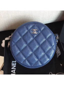 Chanel Grained Calfskin Classic Round Clutch with Chain A70657 Blue 2018