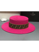Fendi Straw Wide Brim Hat Hot Pink F13 2021