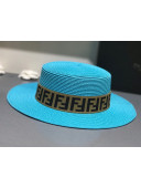 Fendi Straw Wide Brim Hat Blue F15 2021