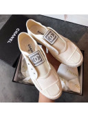 Chanel CC Label Fabric Sneakers White 2019