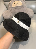 Chanel Straw Wide Brim Hat Black C34 2021